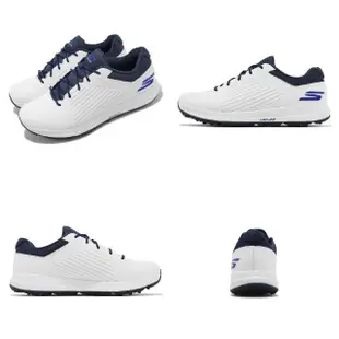 【SKECHERS】高爾夫球鞋 Go Golf Elite-5 GF 男鞋 白 藍 防潑水 緩衝 高球(214065WNVB)
