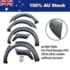 Matte Black Fender Flares Jungle Style fit Ford Ranger PX3 2018-2022 No Sensors
