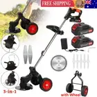 850W Cordless Electric Strimmer Grass Trimmer Garden Edger + 2 Battery 8 Blades