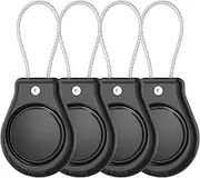 DLENP Holder for AirTag，4-Pack Waterproof Cover with Apple Airtag Keychain Secure Holder with Cable, Air Tag Lock Case Protective Cover Accessories for Keys, Luggage, More-Black