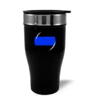 Thin Blue Line Stainless Steel BLACK Coffee Travel Mug Thermos 12oz