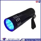 Black Mini Aluminum UV ULTRA VIOLET 9 LED FLASHLIGHT Torch Light Lamp