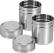 2pcs Stainless Steel Powder Can Kitchen Seasoning Containers Portable Salt Shaker Seasoning Bottles Stainless Shaker Bottle Pepper Dispenser Stainless Steel Seasoning Jar Silver