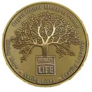 Organ Donor v2 Medallion for Box Cremation Urn/Flag Case - 2 Inch Diameter