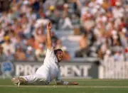 Ian Botham of England celebrates after running out Pakistan b- Old Cricket Photo