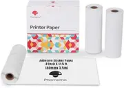 Phomemo 3 Roll Adhesive Sticker Paper for Phomemo M03/M03AS/M04S Portable Photo Printer Notes Printer, Black on White Keep for 10 Years, 3 Inch X 11.5 ft (77mmx 3.5m)