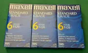 MAXELL T-120 Standard Grade VHS Video Cassette Lot (3) 6-hours NEW Sealed