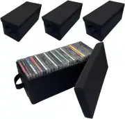 CD Storage Boxes (4 Pack) Durable CD Case Organizer with Lid, Disc Container New