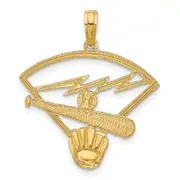 14k Yellow Gold Baseball Diamond Pendant