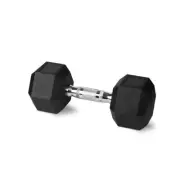 Rubber Hex Hexagonal Dumbbell 20kg w/ Chromed Grip Home Gym Workout