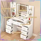 7 Drawers Vanity Makeup Table LED Lighted Mirror Dressing Table Dresser Desk