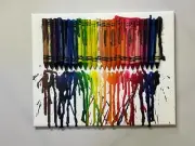 Original Abstract Crayon Artwork On Canvas