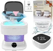 Foldable Mini Washing Machine, 11L Improved Portable Washing Machine, Small Washing Machine, Deep Cleaning of Underwear, Baby Clothes, Small Clothes for Homes, Dormitories, Purple