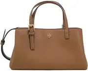 Tory Burch143394 Emerson Moose Brown With Gold Hardware Leather Women's Mini Tote Bag, Brown