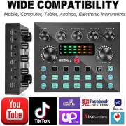V8 Sound Card Live Streaming Audio Mixer Headset Mic Webcast External Sound-Card