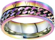 [Holibanna] Titanium Steel Chain Ring Roman Numerals Design Ring Fashion Jewelry Sturdy