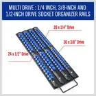 80-Mixed Socket Rail Storage Organizer Tray Set 1/2" 3/8" 1/4 Drive Holder Grip