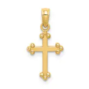 14K Yellow Gold Budded Cross Charm