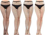 [DTWAWA] 4 Pairs Womens Patterned Tights Stockings Pantyhose for Halloween Party