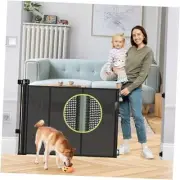 Reinforced 55" Wide Retractable Baby Gates with Reinforced Strips Retractable