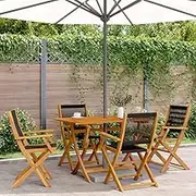 Garden Chair Folding Garden Chairs 4 pcs Black Solid Wood Acacia Patio Seating