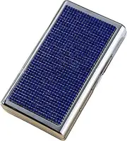 [ARKCHIU] Cigarette Case Metal Can Hold 14 Cigarettes Double Sided Spring Clip Blue,One Size