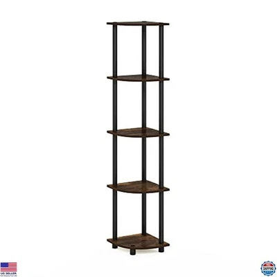 5-Tier Corner Display Rack Multipurpose Shelving Unit, Amber Pine/Black