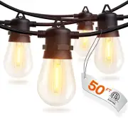 50FT LED Outdoor String Lights with Edison Shatterproof Bulbs, Weatherproof Stra