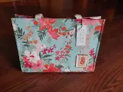 Nwt Spartina 449 Blue Pink Flowers Floral Print Canvas Tote Bag