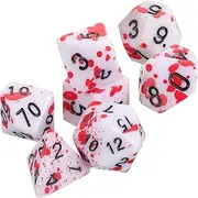 Kisangel 7Pcs Blood Splatter Dices Unique Role Playing Gaming Dices for Tabletop Games Halloween Party Supplies and Reusable Game Accessories