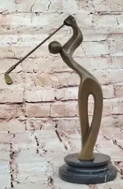 Abstract Bronze Golfer Trophy Sculpture Signed Milo for Sports Memorabilia Deal