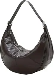 [Roymi] Top Layer Cowhide Bag Fashionable High-grade Soft Leather Crescent Bag Large Capacity Genuine Leather Messenger Bag, Coffee, One Size