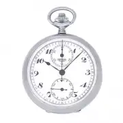 Tag Heuer Vintage Stainless Steel Chronograph Manual White Pocket Watch