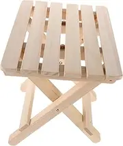 GALPADA Folding Wood Step Stool Portable Small Folding Chair for Bathroom Spa Sauna Outdoor Camping Fishing Space Efficient Durable Solid Wood Design for Stylish Simplicity