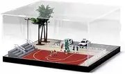 Alloy Car Model Toy Display Stand 1:64 Basketball Court Model Parking lot Outdoor Garage Miniature Scene Display Box with Light Ornaments Car Garage Protection Collectibles