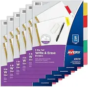 Avery Big Tab Write & Erase Dividers, 5 Multicolor Tabs, 1 Set (23076).1 5 Tab 6-Pack