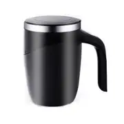 Automatic Stirring Coffee Mug, Stainless Steel Magnetic Rechargeable Electric Coffee Stirrer Mugs with Lid for Stir Office, Travel, Kitchen (Black)