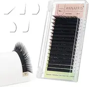 ANNAFRIS L/LC/LD/LU(M) Curl Individual Eyelash Extension Natural Synthetic Mink Matte Black False Lashes Extension Faux Cils Maquillage (L Curl, 0.07 8-15mm Mix)