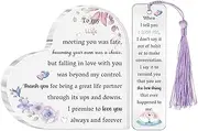 Wife Gifts for My Woman Acrylic Plaque Bookmark 2PC Set Birthday Gifts for Wife Personalised Heart Keepsake Bookmarker Valentine's Day Christmas Gifts for Her from Husband Meeting You was Fate
