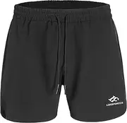 [LORSPORTCH] Men's Shorts, Running Shorts, Gym Shorts Training Shorts Gym Shorts with Towel Ring