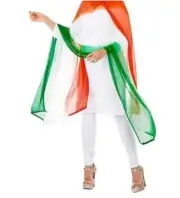 Indian Traditional Tiranga Tri Colour Chiffon Fabric Dupatta