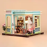 3D Wooden Miniature House Kit with LED Light and Furniture Miniature Tailor Shop Model Building Kits DIY Miniature Dollhouse Kit Wooden Doll House Kit DIY Tiny House Kit for Kids Adults