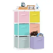 Cube Storage Organizer Shelf with 6 Storage Bins, Cubby Storage Drawer Units