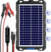 POWOXI Upgraded 7.5W-Solar-Battery-Trickle-Charger-Maintainer-12V Portable Water
