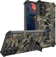 CCSmall Camouflage Case for Samsung Galaxy A14 5G with Magnetic Kickstand, Built-in 360° Rotate Ring Stand Magnetic Car Mount Phone Cover Case for Samsung Galaxy A14 5G MC Army Green