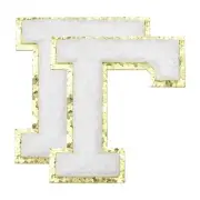 Chenille Letter Patches, 2Pcs Letter Iron on Patches(White, 5 Cm/2")