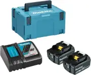 Makita 2BL1850 18 V 5.0 Lithium Ion Battery LXT Pack of 2 + MAKPAC
