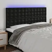 Bed Headboard LED, Beds Head Frame LED Headboard Black 200 cm Faux Leather