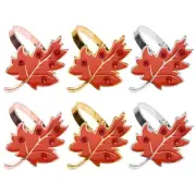 6PCS Alloy Napkin Rings Orange Maple Leaf Napkin Holder Buckles for Holidays