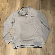Ben Sherman Gray Zip Up Sweater with Standing Collar